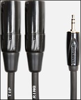 Roland Interconnect Cables, 1/8-inch TRS to two XLR male, Black Series 10 Foot